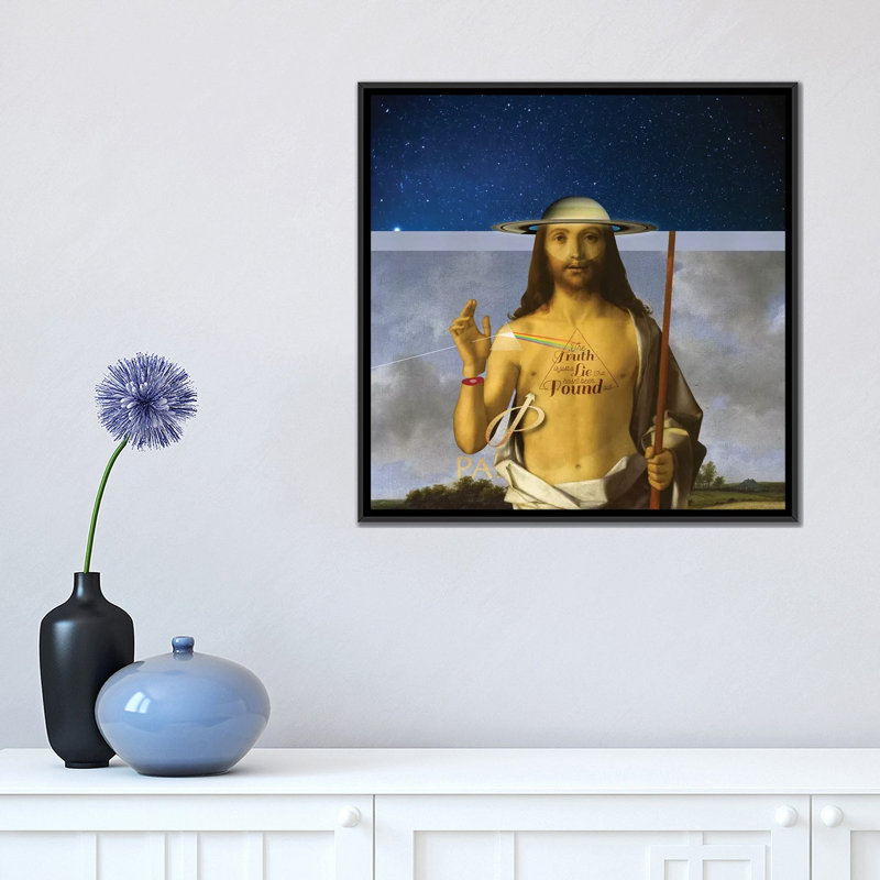 « the vérité », impression sur toile, H 18 po x l 18 po x P 1,5 po, Toile avec cadre noir