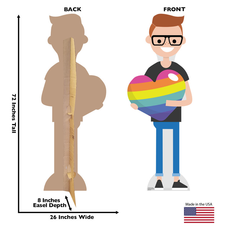 72'' LGBT Male Cartoon Pride Cardboard Standee
