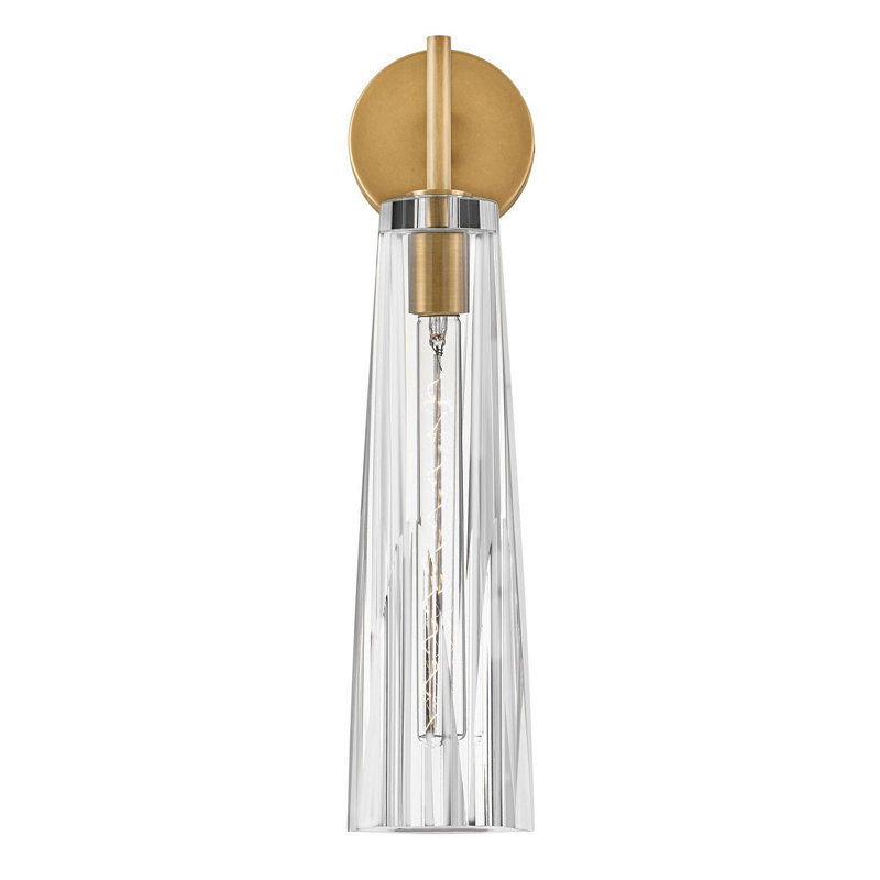 Heritage Brass Dimmable Wall Sconce with Clear Crystal Shade