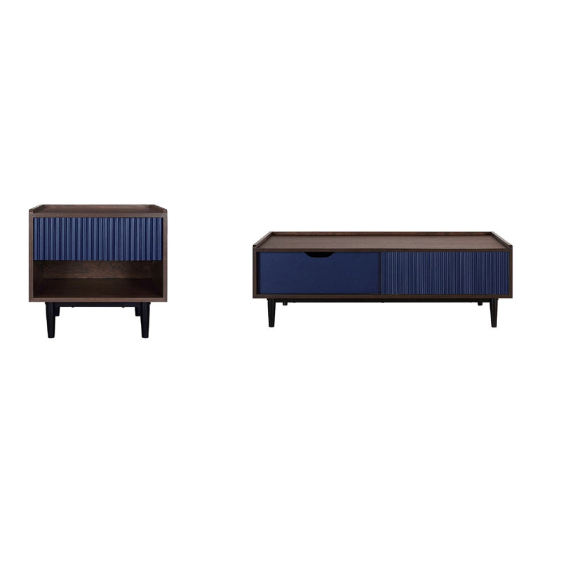 Yonda Coffee Table, Dark Brown/Navy Blue