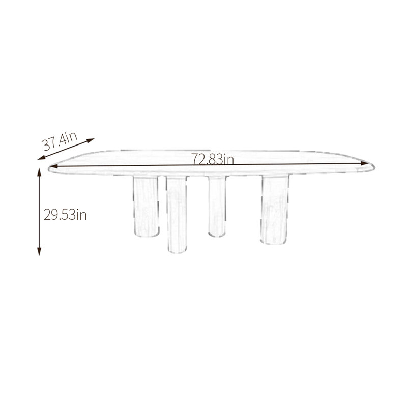 Oak Solid Wood Dining Table, 37.4" W x 72.83" L, Burly wood