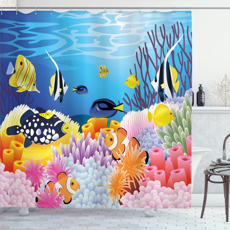 Shower Curtain with Hooks Included, 84" H x 69" W