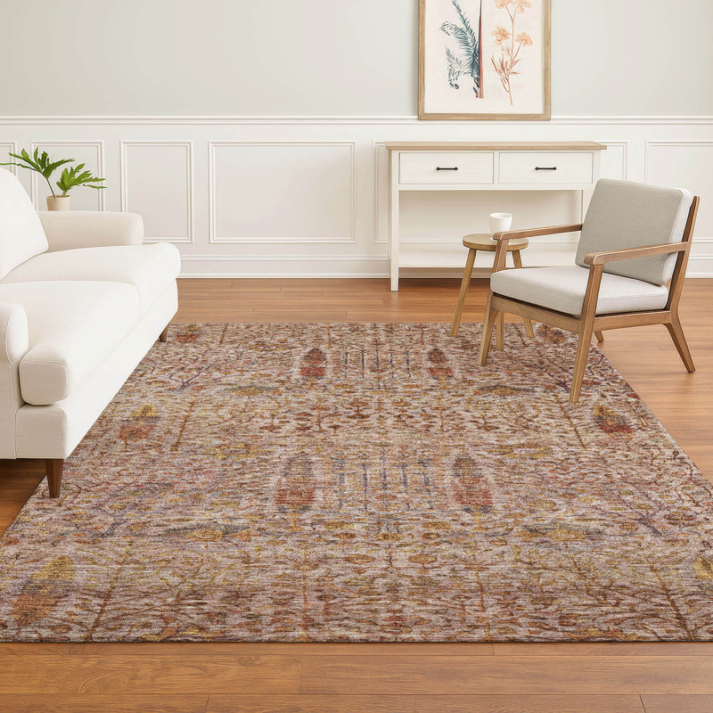 Premium Machine Washable Mayfield AMF2053 Americana Rug, Terracotta, 10' x 14'
