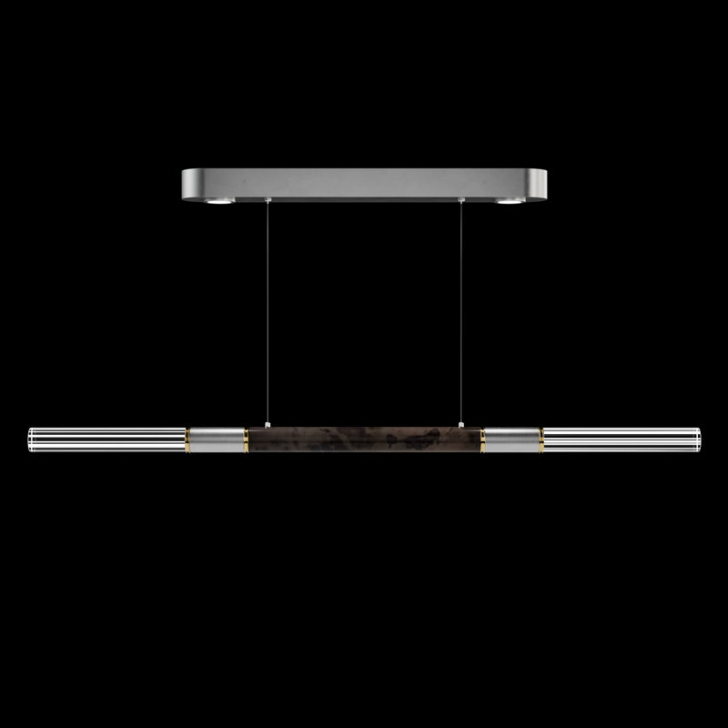 Antonia 62"W Linear Pendant, Brass/Silver Leaf/Charcoal