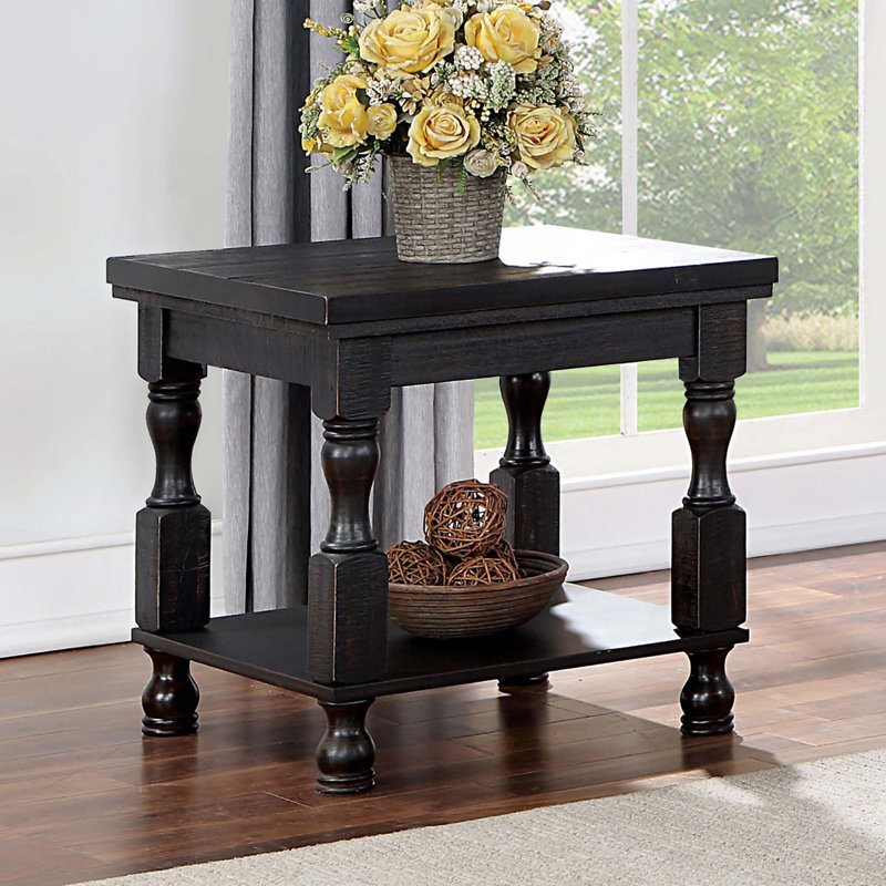 Table de bout de style rustique noir antique 1pc
