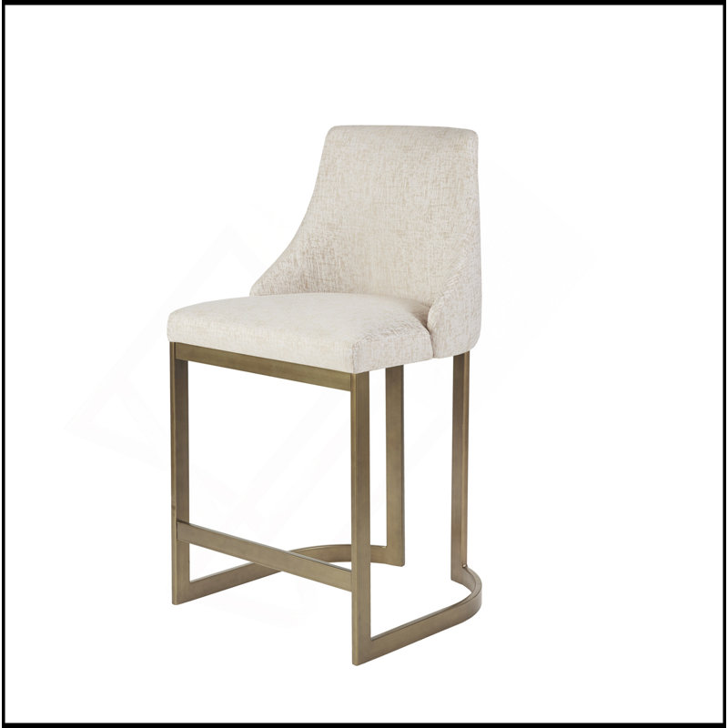 26"H Upholstered Counter Stool With Metal Base