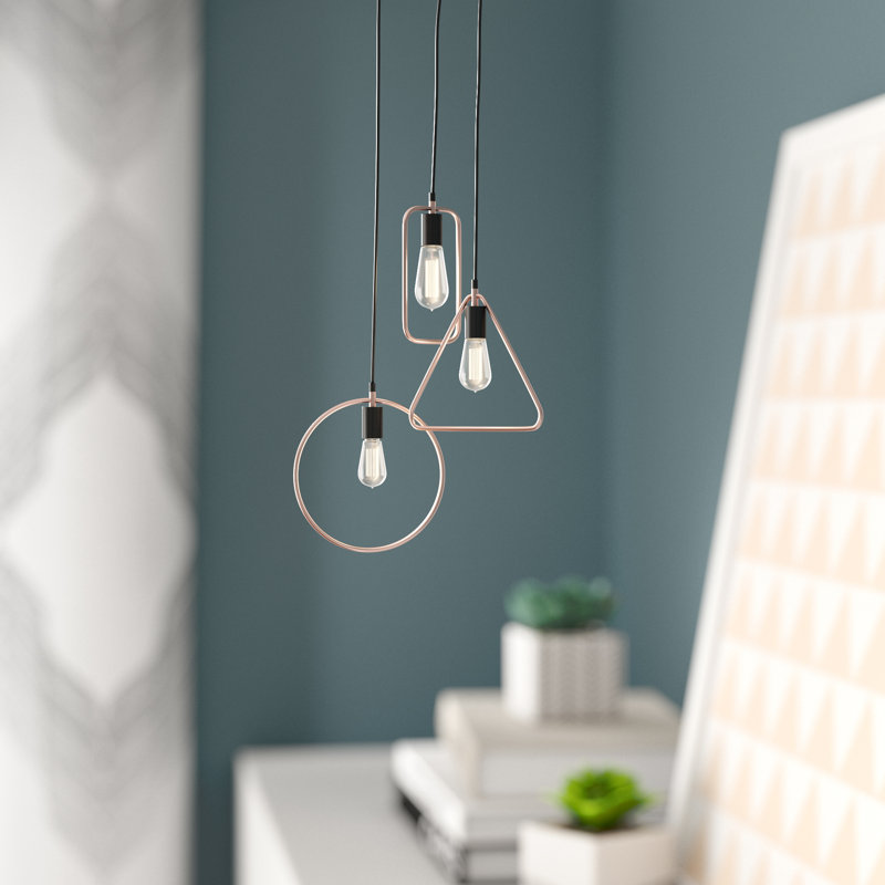 Luminaire suspendu géométrique 3 lumières grappe Rentschler