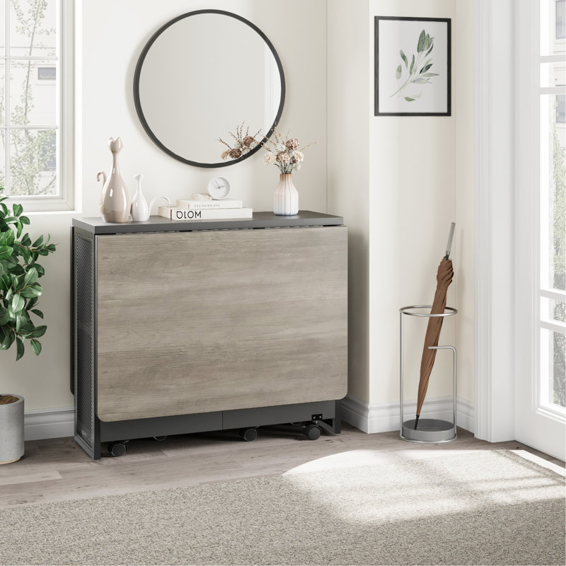 127 Folding Table, Carlo gray flap + iron gray cabinet