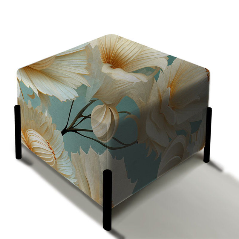 Seashell Harmony Tropical Pattern - Tropical Square Ottoman