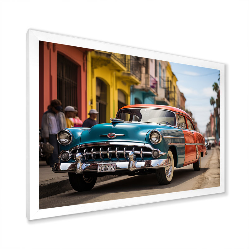 «Cuba Classic Iconic Car I», reproduction sur toile, Cadre simple blanc, H 12 po x l 20 po x P 1 po