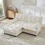 Canapé modulaire en L de 77 po avec repose-pieds, assise profonde en chenille et coussins en treillis confortables pour des espaces de vie polyvalents-241715802