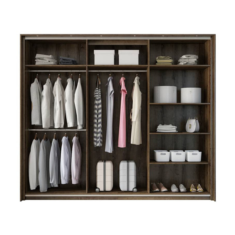 Jair 3 Door Manufactured Wood Wardrobe, Oak Monastery