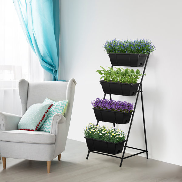 Arlmont & Co. Outdoor 4-Tier Planter Rack with Drainage Holes and ...