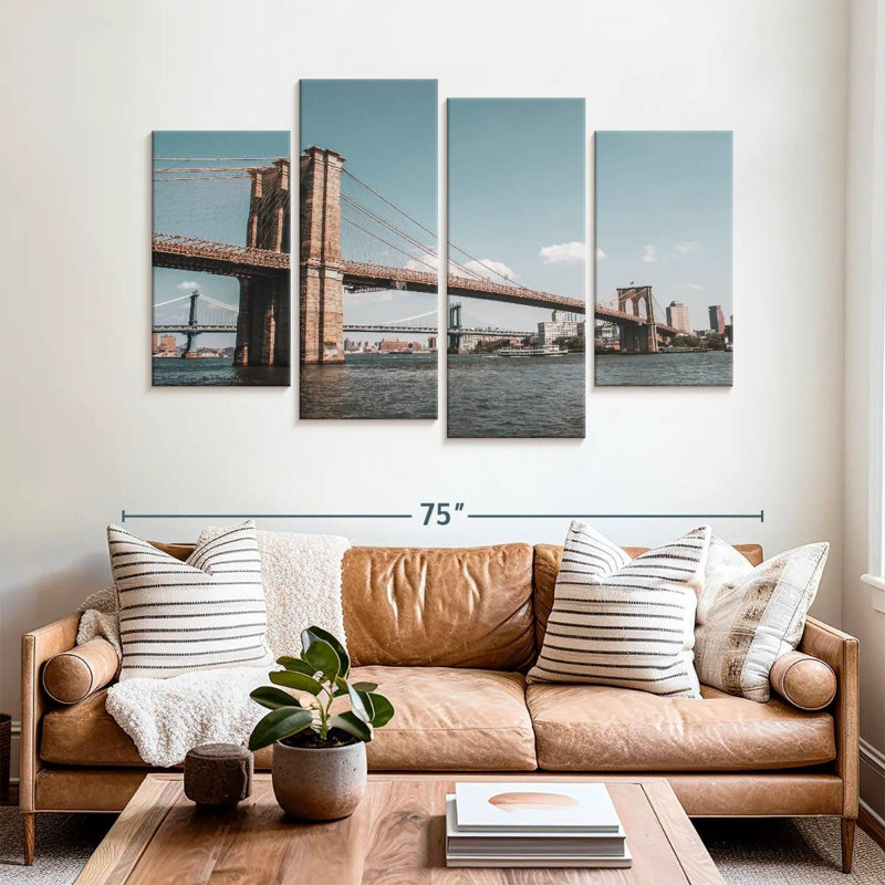 Lilie Brooklyn Bridge à East River, H 42 po x l 68 po