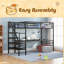 Structure de lit mezzanine en métal avec bureau, aucun sommier nécessaire, simple