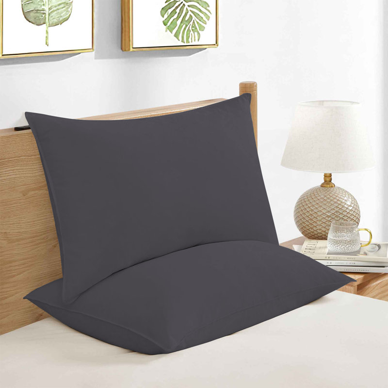 Brushed Microfiber Plain 100% Polyester Standard Size Pillowcase/Cover, Charcoal