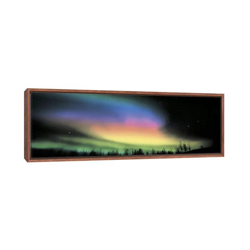 «Northern Lights», reproduction d'impression sur toile, H 16 po x l 48 po x 1,5 po, Toile avec cadre en bois brun