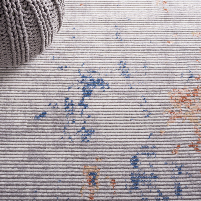 Tapis gris / orange en polypropylène / polyester tissé à la machine Chadae, Rectangle 8 pi x 10 pi