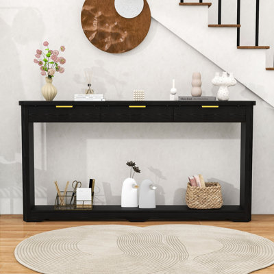 Wooden Storage Table with 3 Drawer