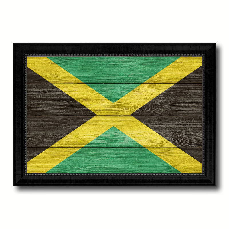 Impression sur toile encadrée « jamaica country flag », H 27 po x l 39 po x P 1 po, Encadrement noir