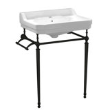 Victoriahaus 23.5" x 20" Rectangular Console Sink with Faucet Drill, Towel Bar, Backsplash, and Overflow