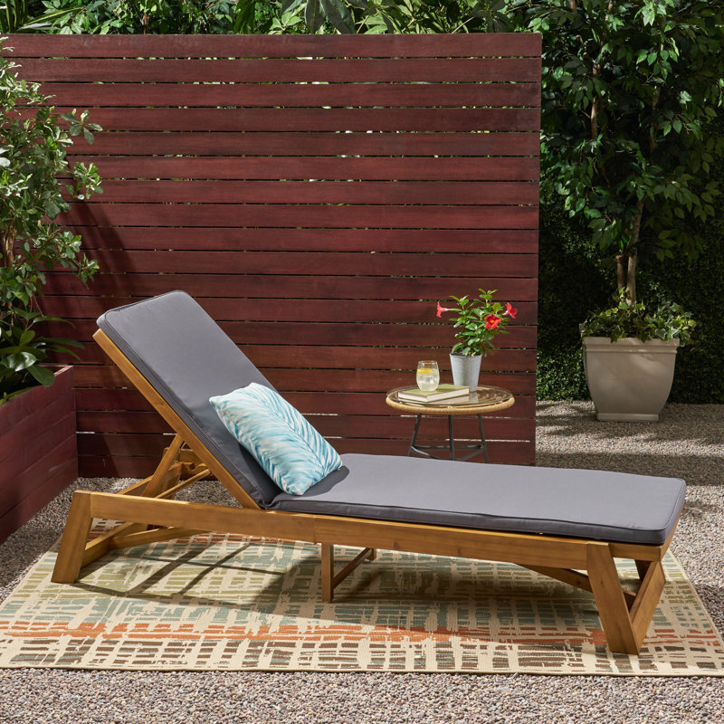 Chaise longue inclinable avec coussin Vinita, Crème, crème, Naturel, 1