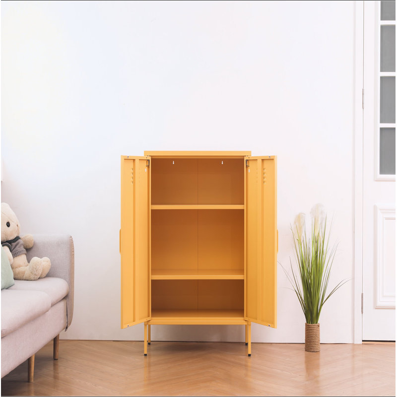 Une armoire de rangement multifonctionnelle en métal d'une hauteur de 39,96 pouces, Yellow