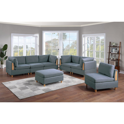 Ensemble de canapé modulaire 7 pièces Contemporary Living Furniture Dorris Steel Couch 4X Wedges