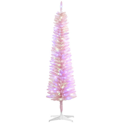 HOMCOM 5Ft Tall Pencil Prelit Artificial Christmas Tree Holiday Décor With 250 Colorful Surface Branches