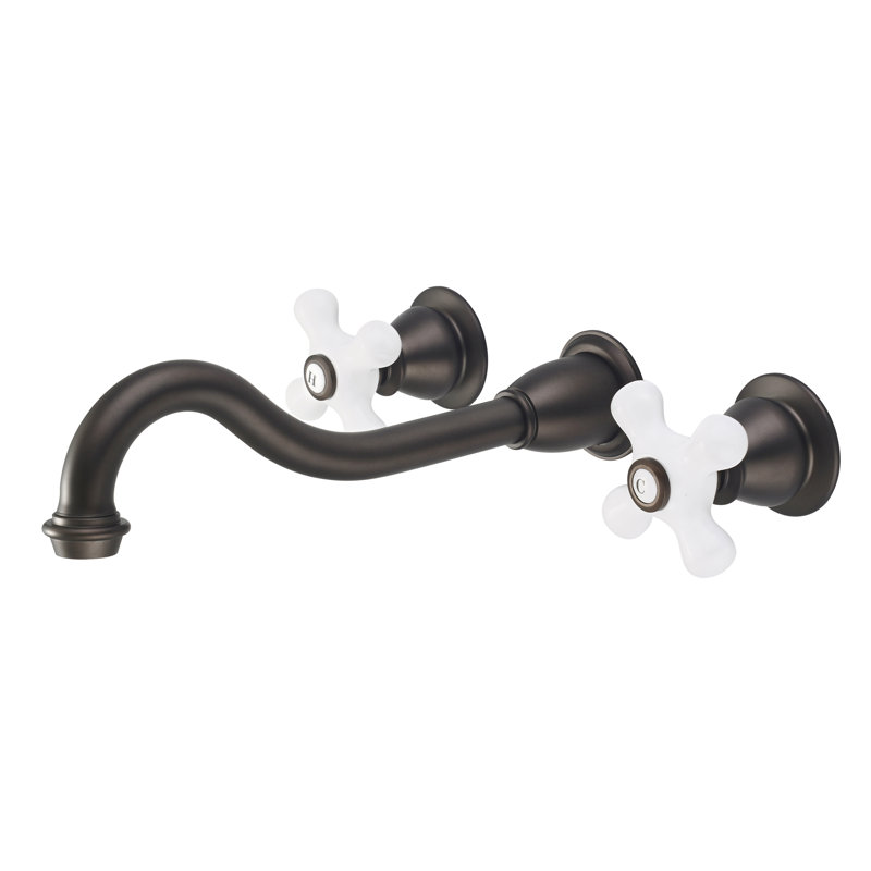 2-handle Bathroom Faucet, Porcelain Cross Handles, Oil Rubbed Bronze