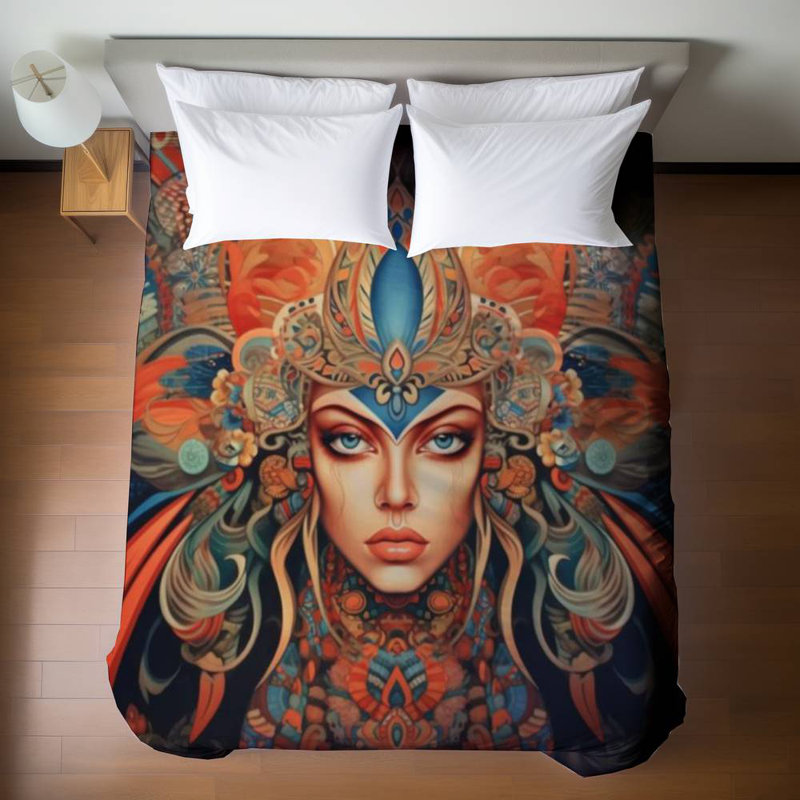 Contemporary Queen Duvet Cover - Ancient Goddess Design