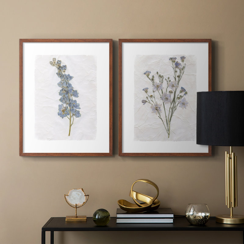 Découpage floral I-Premium, impression encadrée - prête à être accrochée - aucun clou requis - aucun clou requis, Noyer