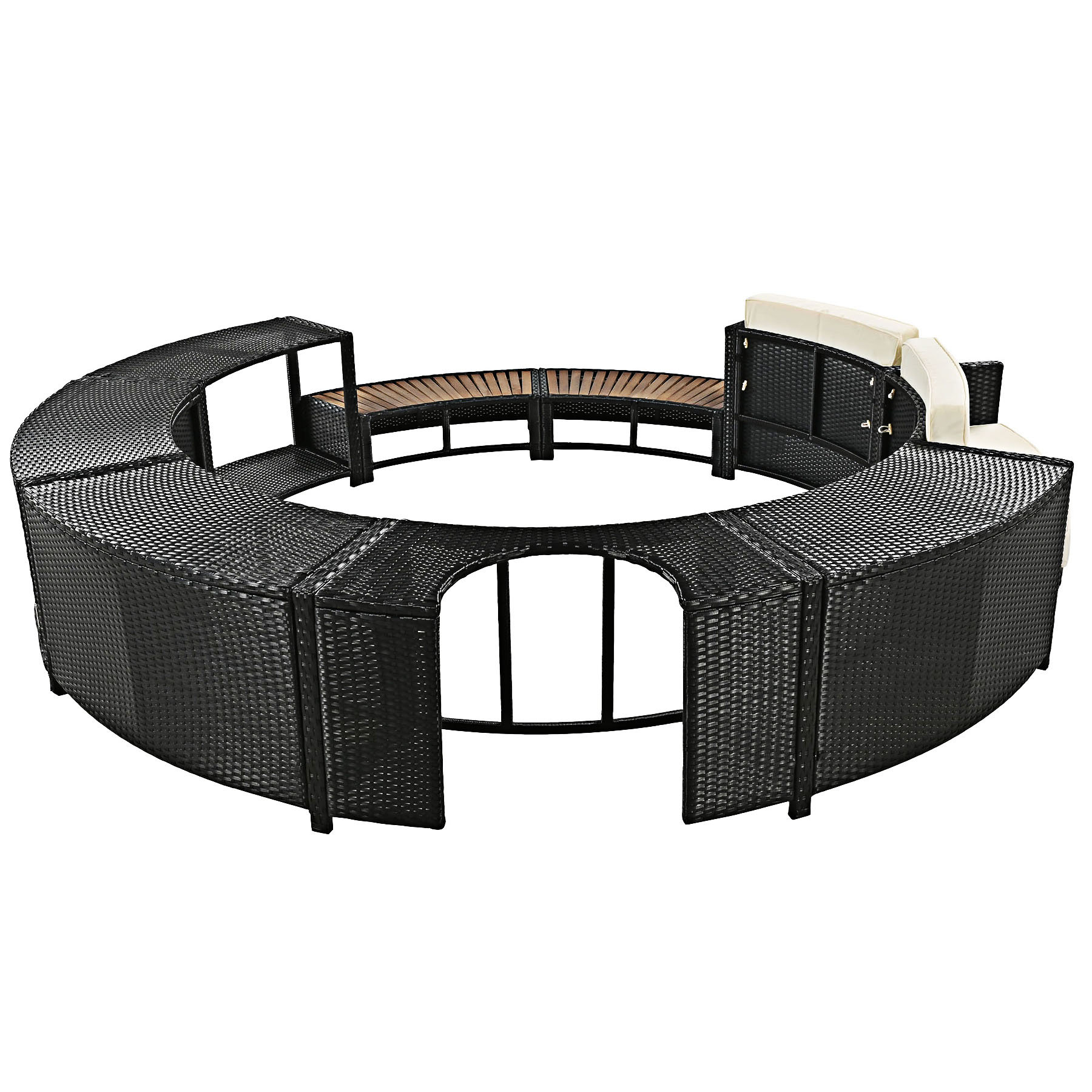 Alora Large Premium Surround Spa Patio Rattan Sofa Set With Storage Compartments And Cushions (SAK75629)