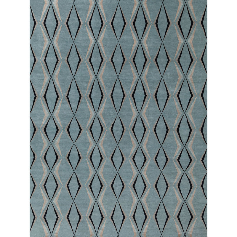 Contemporary Wool Geometric Area Rug, Rectangle 4' x 6'