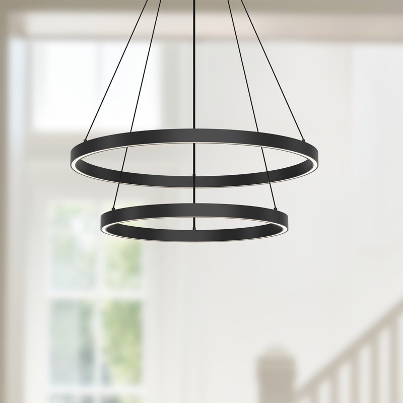 Cerchio 2 - Light LED Chandelier, Black, 1.5" H x 23.63" W x 23.63" D