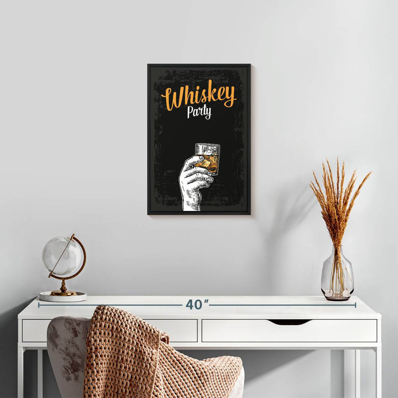 Whisky Party, 13 po x 19 po, Cadre flottant noir