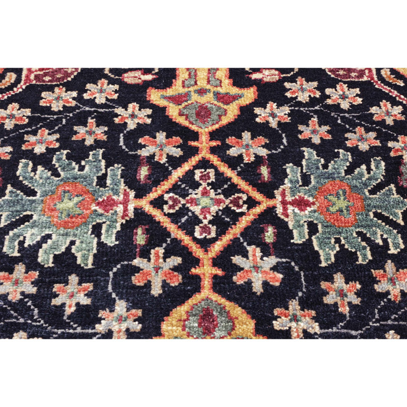 Wool Oriental Area Rug in Blue/Red/Beige/Gold, Rectangle 4' x 6'