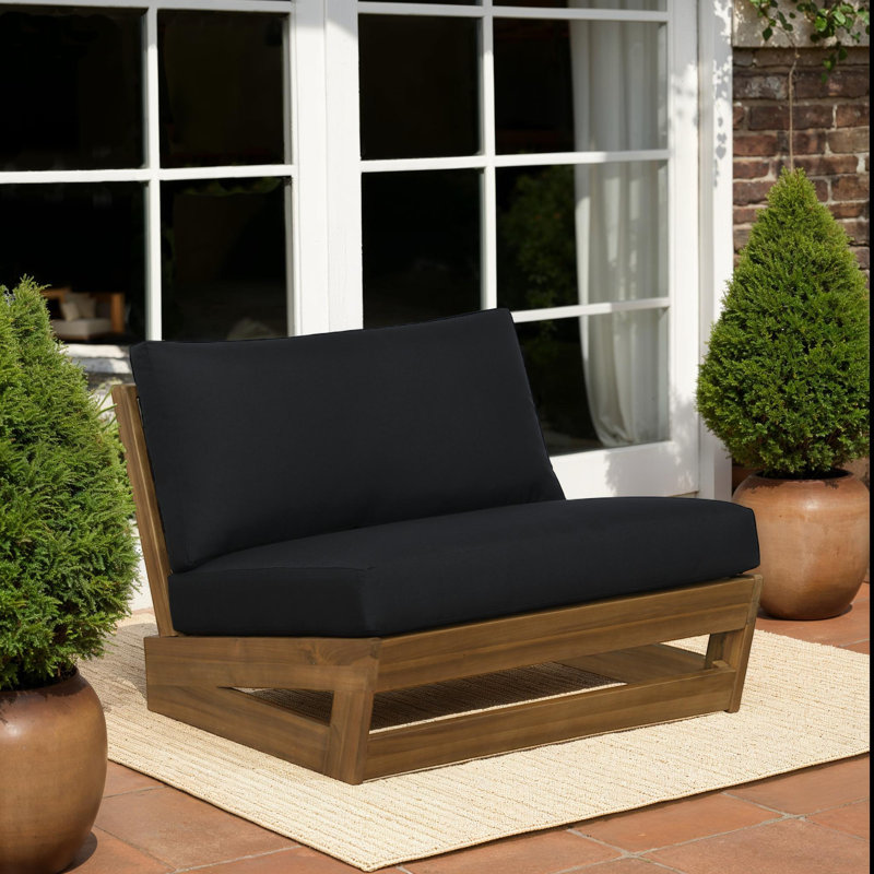 Chaise d'extérieur Silbury TK Black, Black Cushion/Brown Frame
