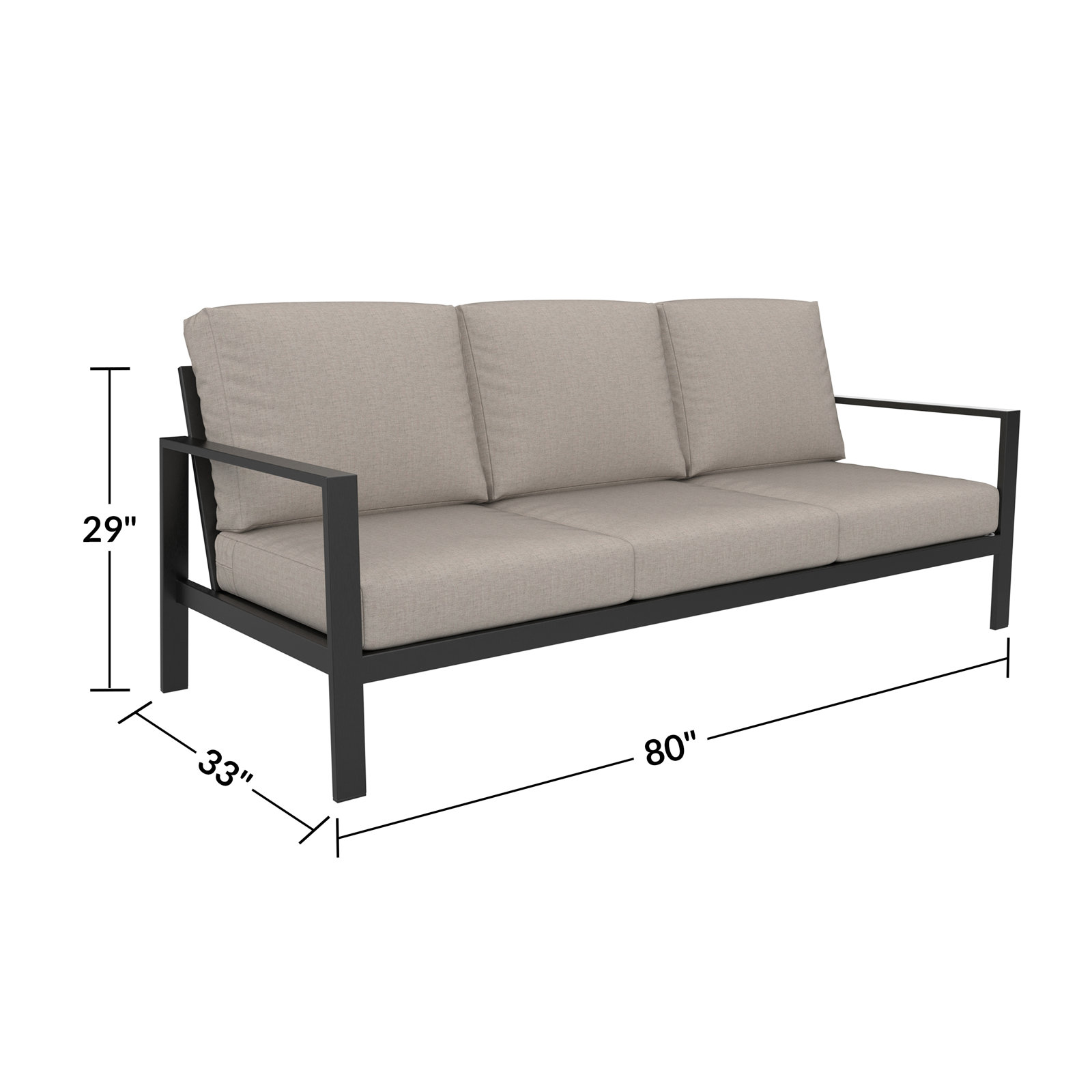 Townsend 80" Sunbrella® Patio Sofa, Cast Silver Sunbrella®, No, None
