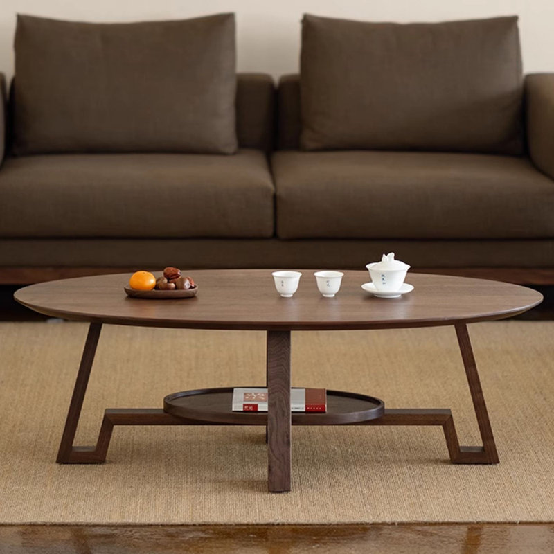 Table de bout ronde en noyer noir