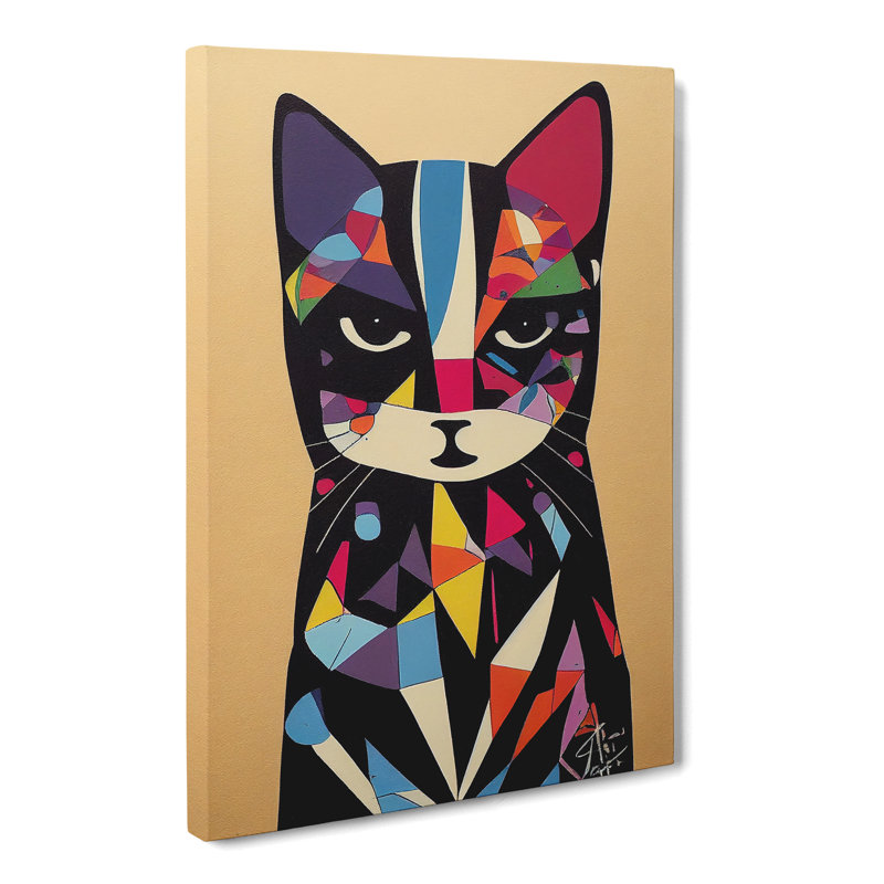 Colourful Abstract Cat Vol.4 - Wrapped Canvas, 60cm H x 40cm W x 3cm D