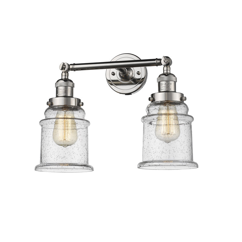 Galaviz 2 - Light Dimmable Vanity Light, Polished Nickel, Seedy, 6 Watt Vinage LED Bulb