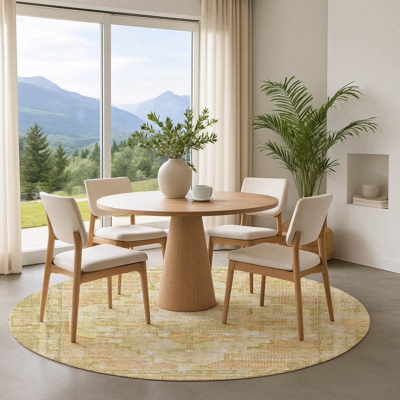 Premium Machine Washable Lucchesi AMF1729 Global Rug, Round 8'