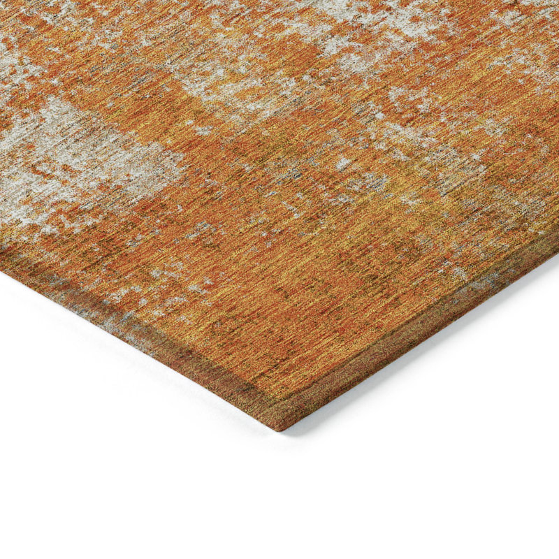 Tapis extérieur lavable abstrait orange et ivoire 3 pi x 5 pi
