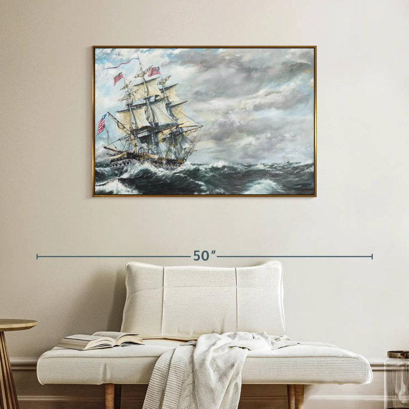 Tête de frégate USS Constitution pour frégate, Cadre flottant doré, 40 po x 27 po