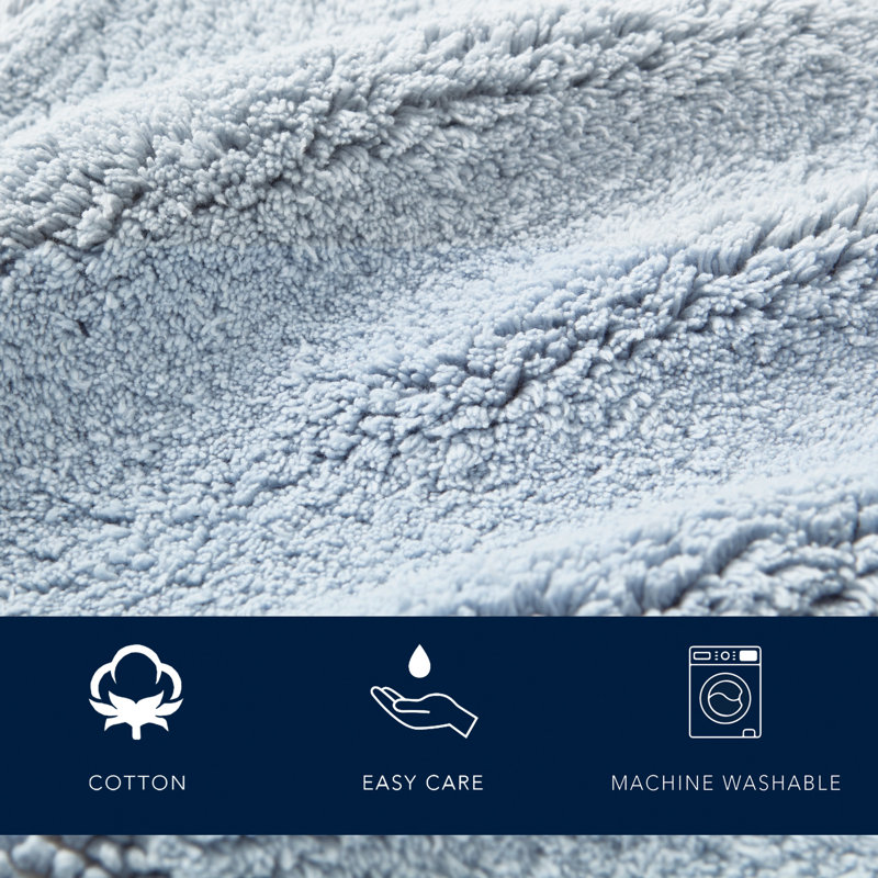 Peniston Blue Cotton Tufted 2-Piece Bath Rug Set