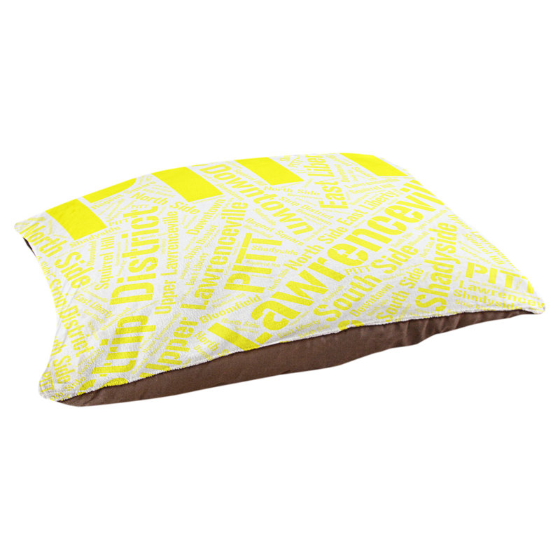 Coussin de chien « districts », Moyen (H 9,5 po x l 28 po x P 18 po), Jaune, Pittsburgh