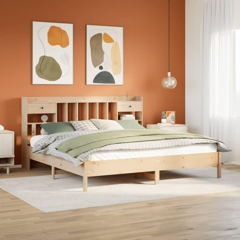 Tino Solid Wood Bed, Brown, Small Single (2'6)