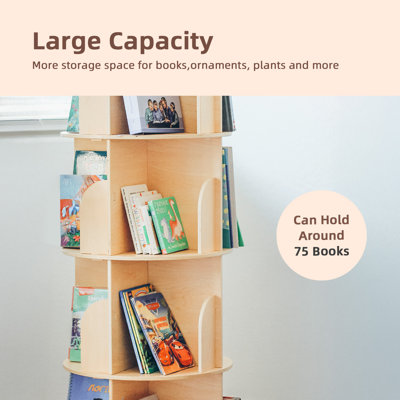 360° Rotating Bookshelf，corner Bookcase For Book Display