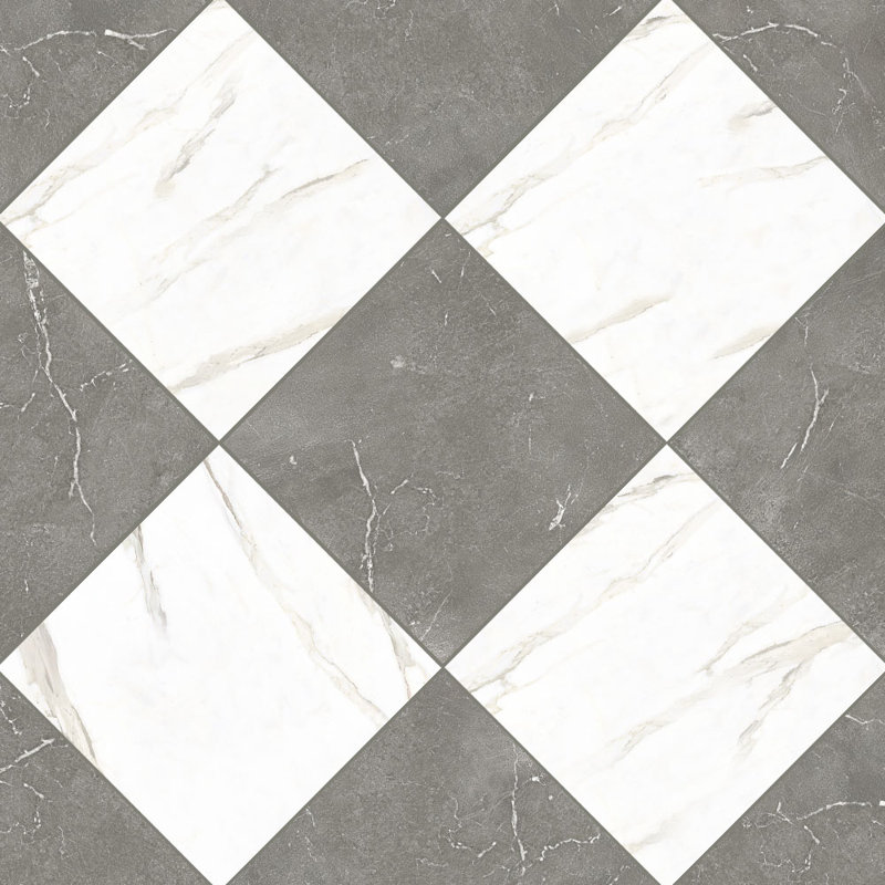 Ravenna Checkerboard 12X12 Wall and Floor Tile, White/Gray
